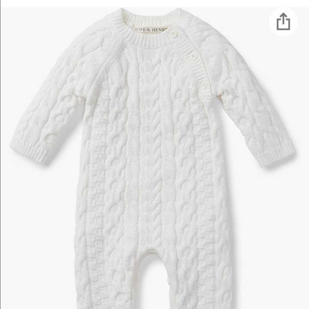 Toddler boy organic cotton cable knit romper